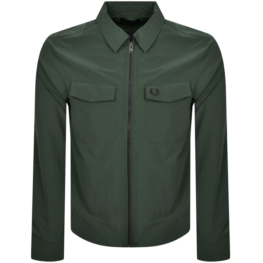 Fred Perry Zip Through Overshirt Green | Mainline Menswear